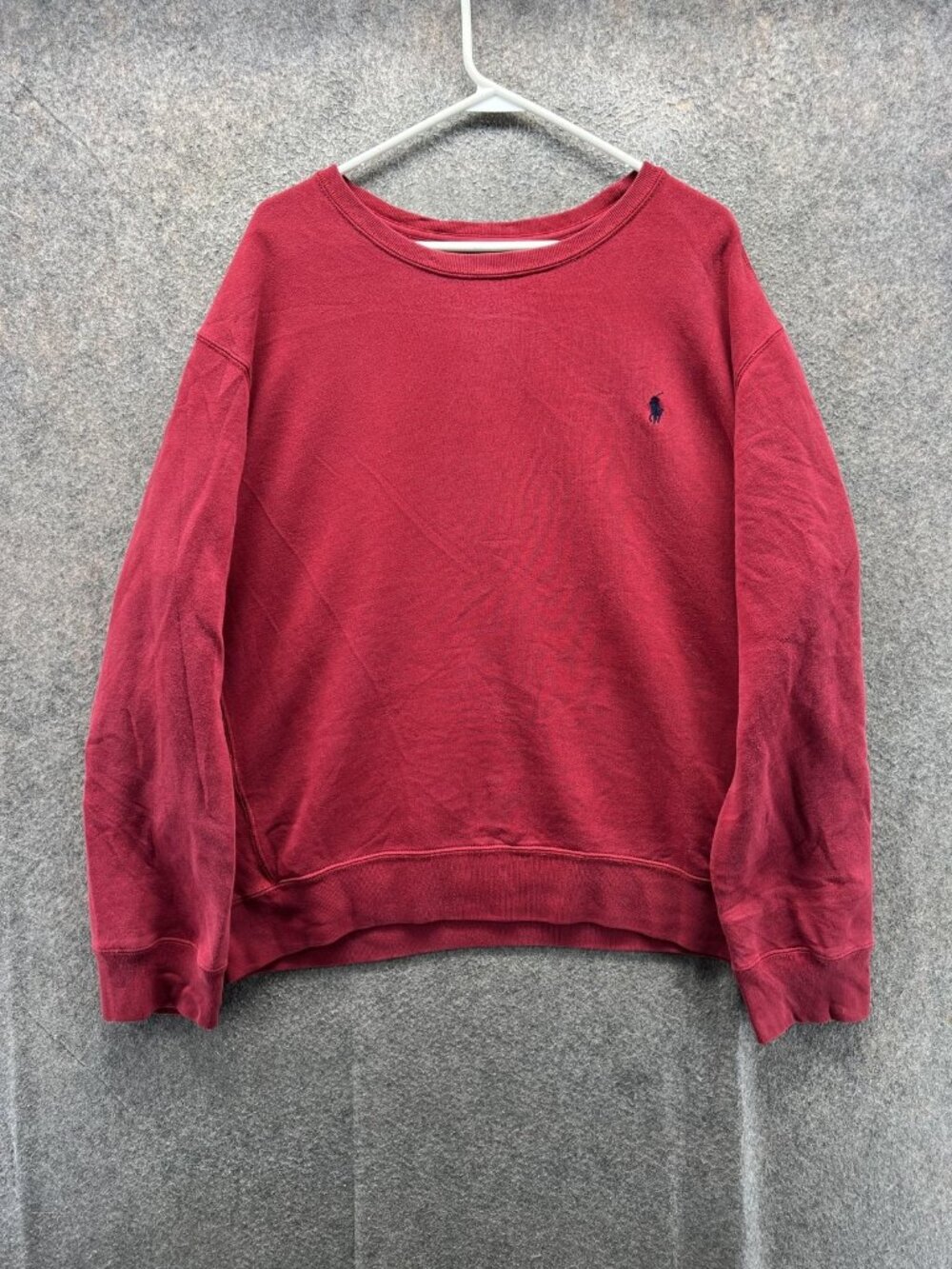 Polo Ralph Lauren Sweatshirt Mens 2XL Red Fleece Pullover Crewneck Logo Cotton